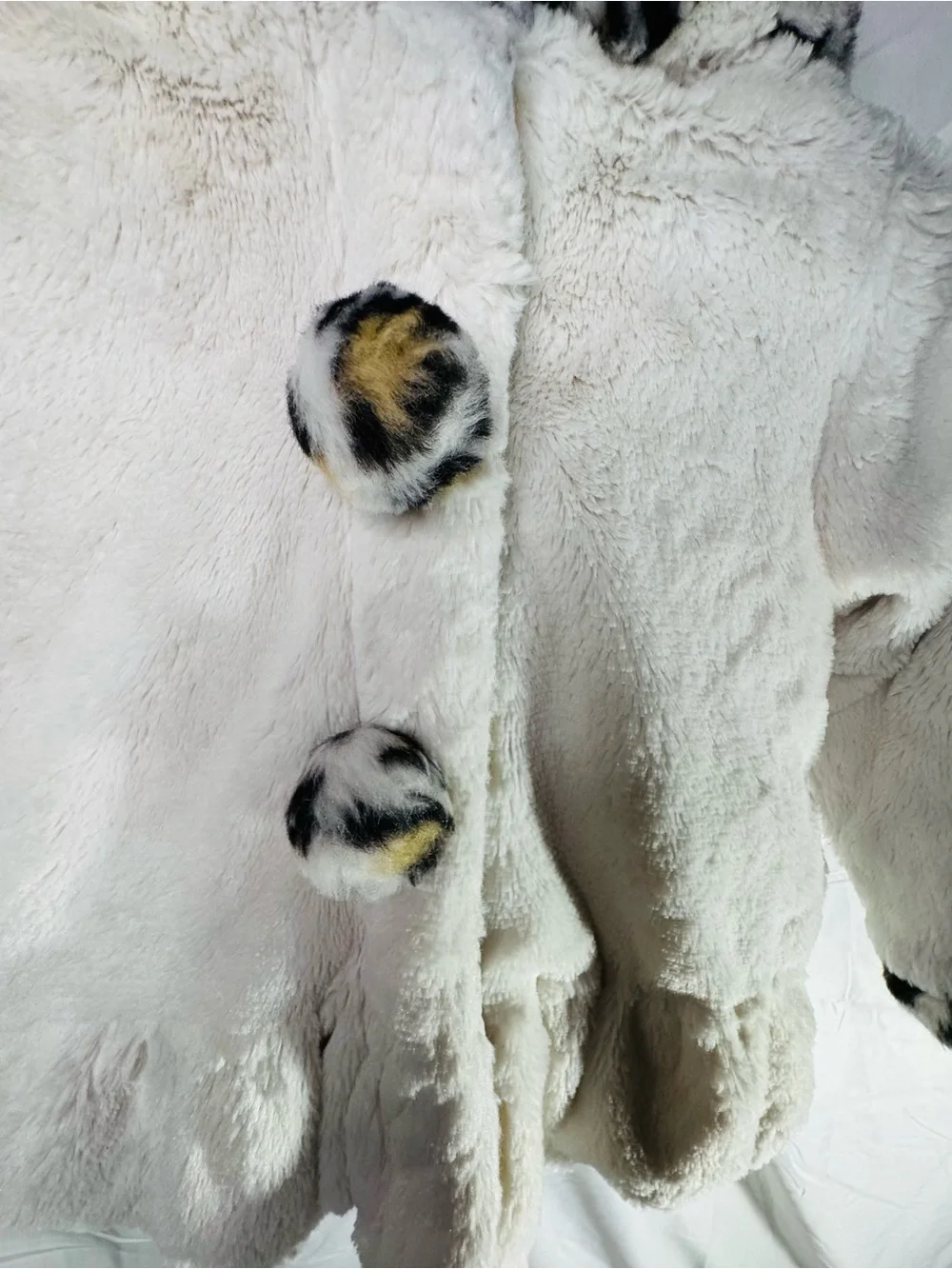 Rothschild Cream Faux Fur Jacket with Leopard Trim